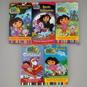 Lot of 5 Dora The Explorer Tapes (VHS) Halloween, Christmas, To The Rescue, Etc
